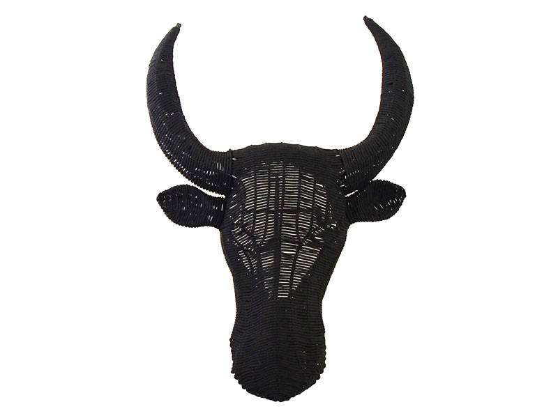 Large Rope Bull Head Wall Hanging Black Large Rope Bull Head Wall Hanging Black